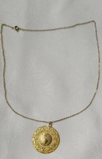 Gold Tone Zodiac Signs Earth Horoscope Constellation Disc Pendant Necklace 18"