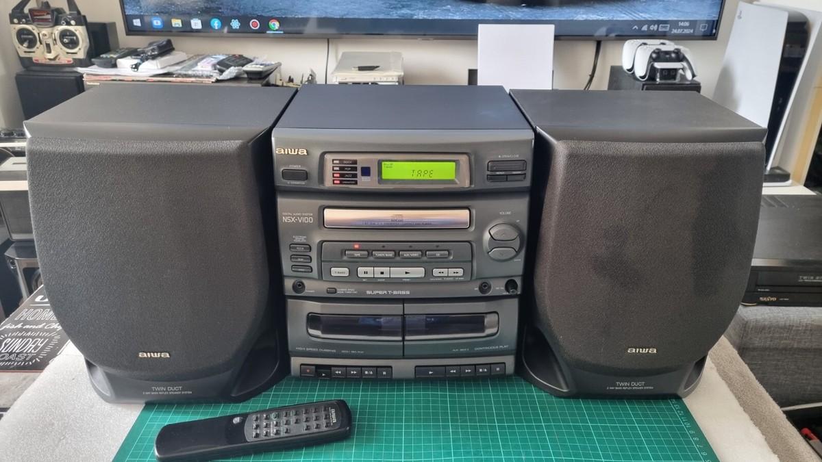 Aiwa NSX-V100 AM/FM Digital Audio Stereo Dual Cassette,AUX