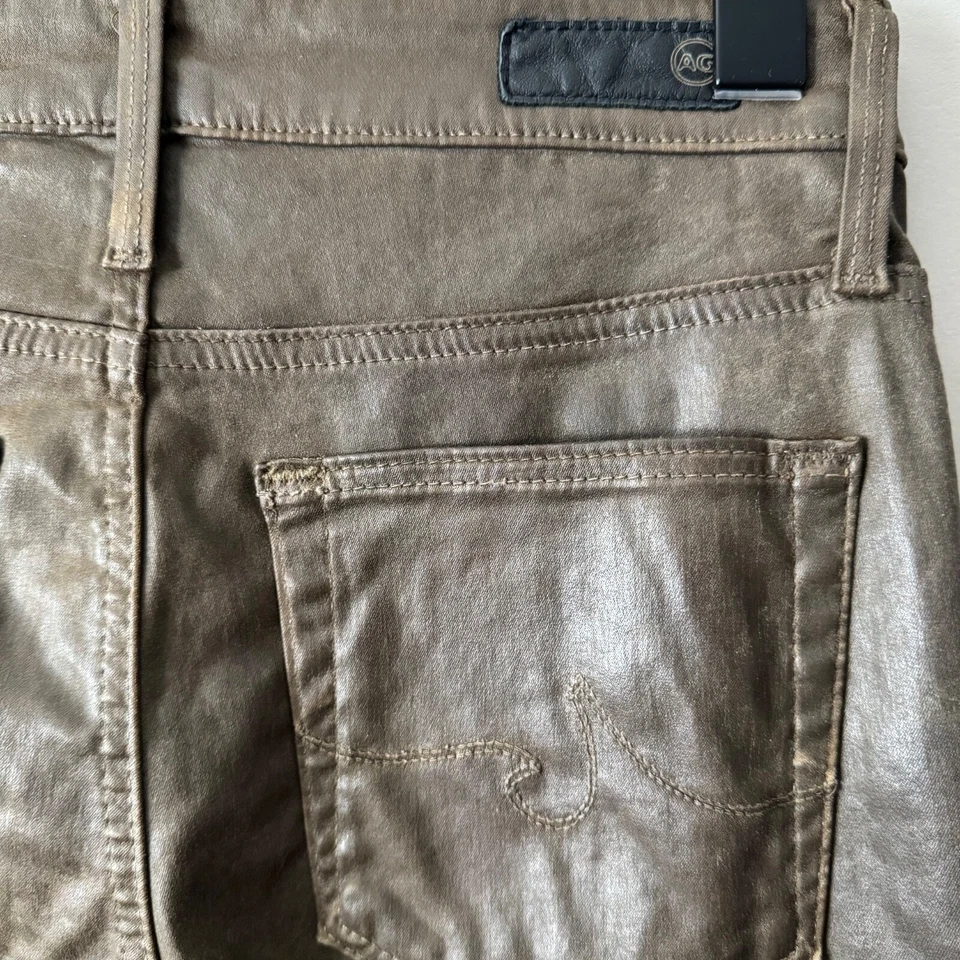 GUC ADRIANO GOLDSCHMIED THE FARRAH IMITACIÓN CUERO TIRO ALTO JEANS AJUSTADOS TALLA 24 Foto 3 de 4