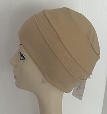 NWT Hats for You Chemo Fold-up Hat Turban   Cotton Blend Stretch Knit   BEIGE