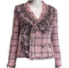 Vintage CHANEL Pink Tweed & Tulle Jacket - M�...