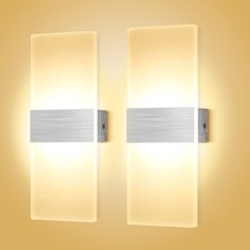 Wall Light [Energy Class F], Modern and simple design, 2 Pack 12w Warm White
