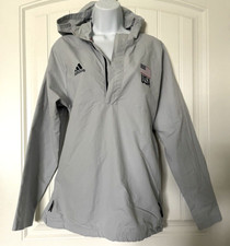 USA Volleyball Adidas Gray Windbreaker Jacket Unisex Medium Zipper Pockets