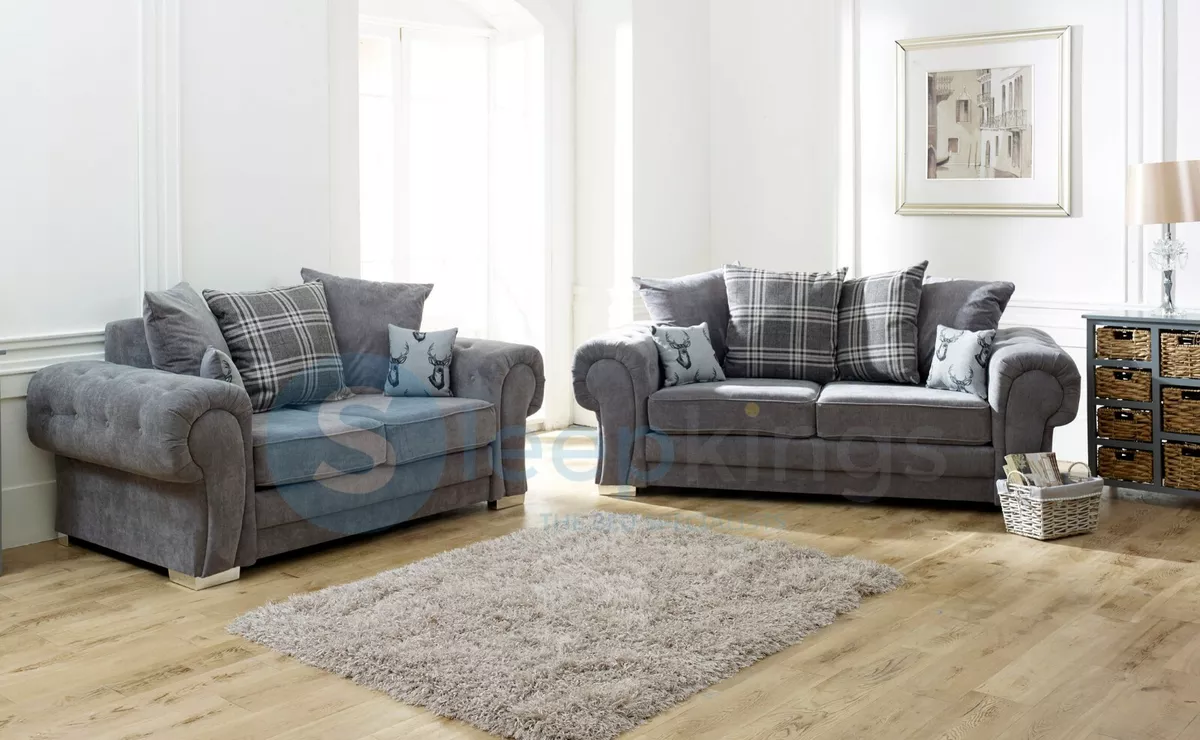 Chesterfield Arms Sofa Verona 2 2 Setaers Set Grey Fabric options verona range