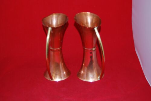 Two Copper and Brass JUGS. Brass loop handles - Picture 1 of 8