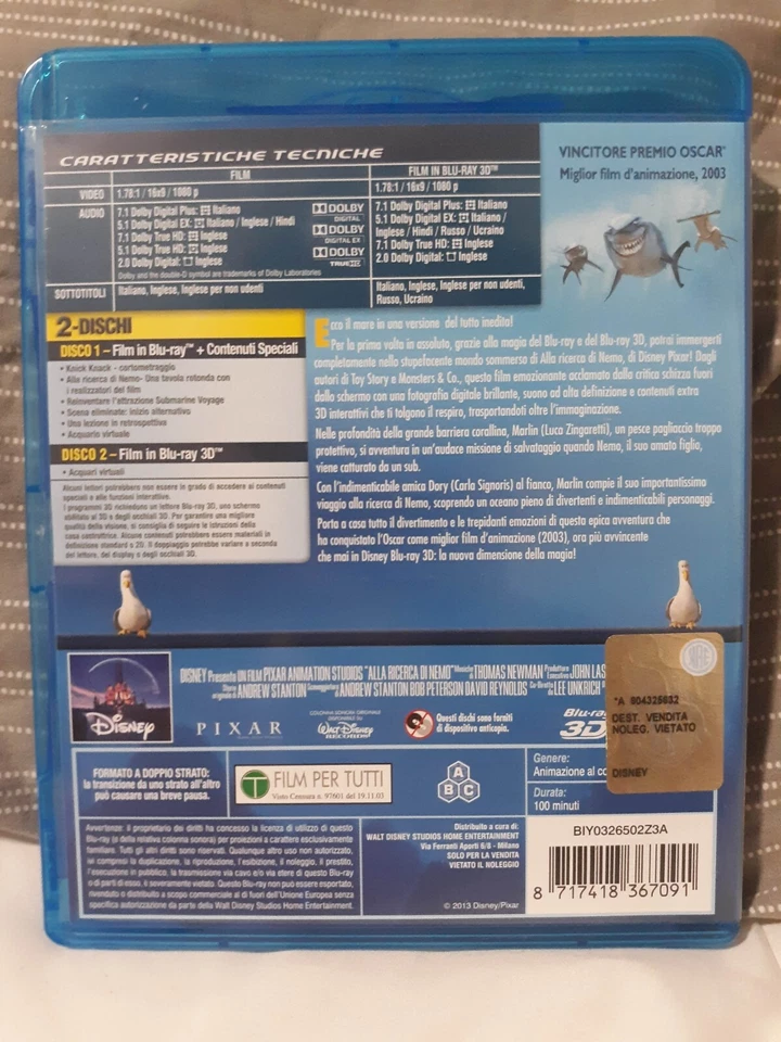 Disney Pixar - Finding Nemo (Italy Import) Blu-ray 3D + 2D - Image 2 of 3