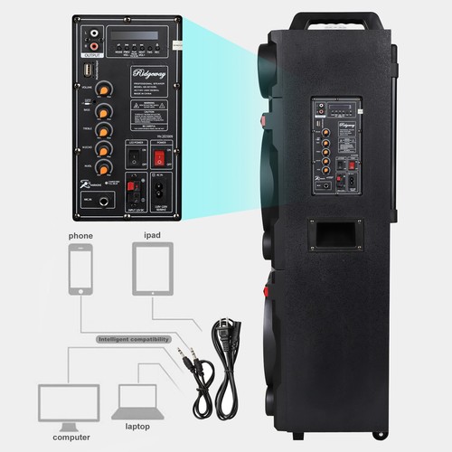 Haut-parleur Bluetooth sans fil 4500 W TWS double 10" basse lourde subwoofer fête karaoké - Photo 11 sur 20