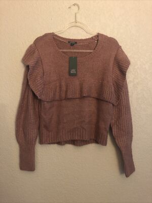 Wild Fable Target Small S Dusty Pink Super Soft Sweater Ruffle
