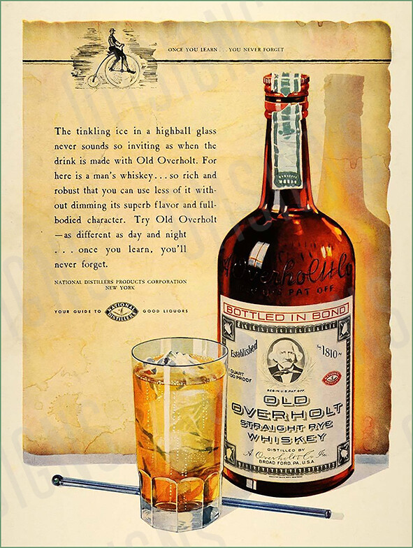 Пару постеров старой рекламы алкоголя. Виски Old Overholt (США) Здравствуйте, уважаемые, Приятного, времени, суток