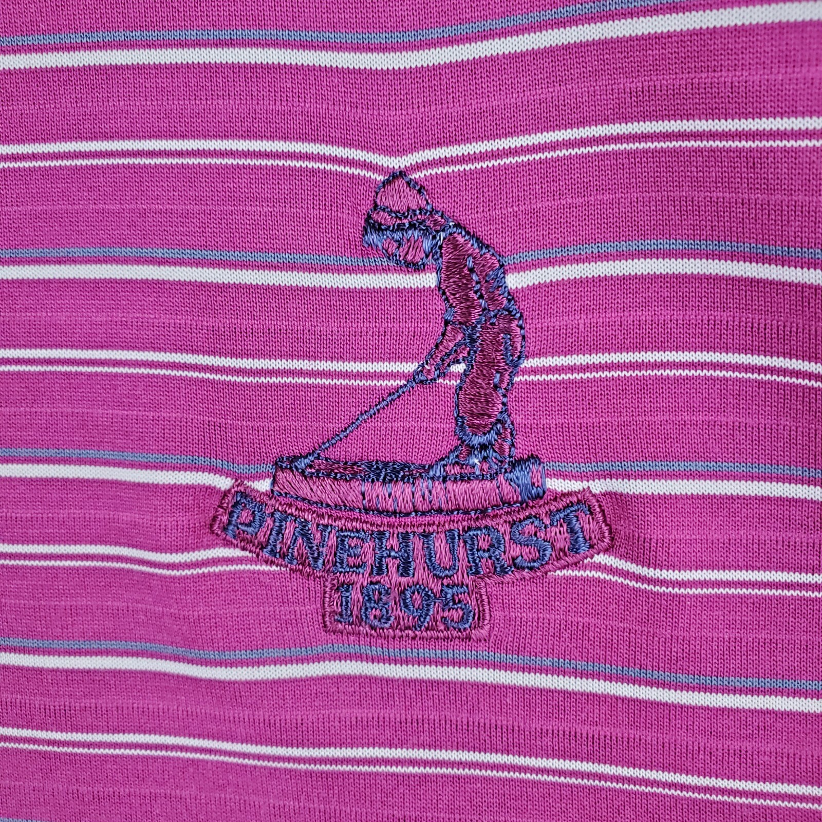 NIKE Tiger Woods Pinehurst XL Magenta Striped Golf Shirt image 3