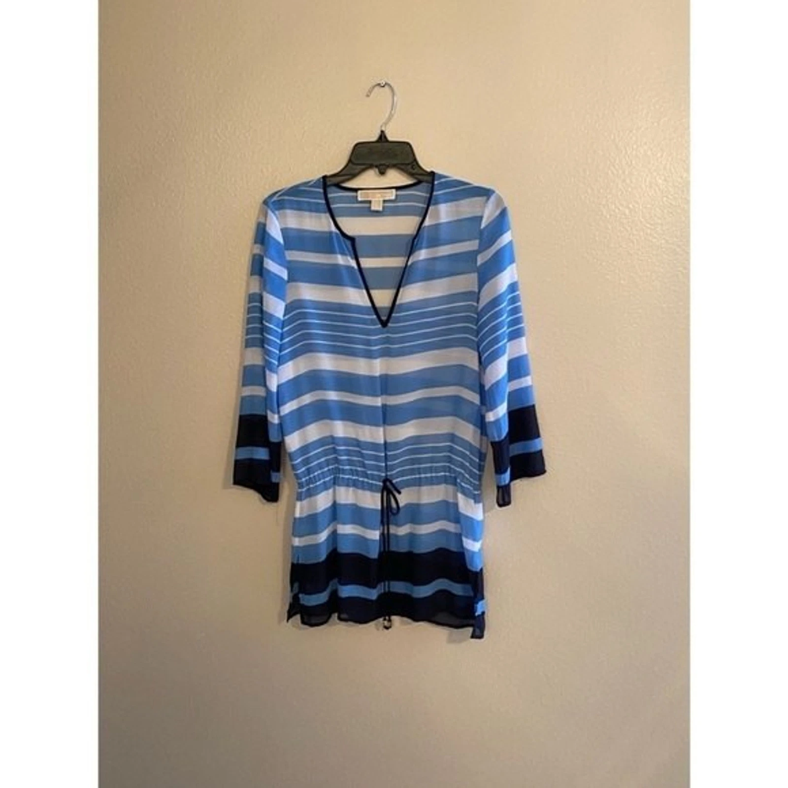 Michael Kors Camicetta tunica in chiffon con coulisse Small