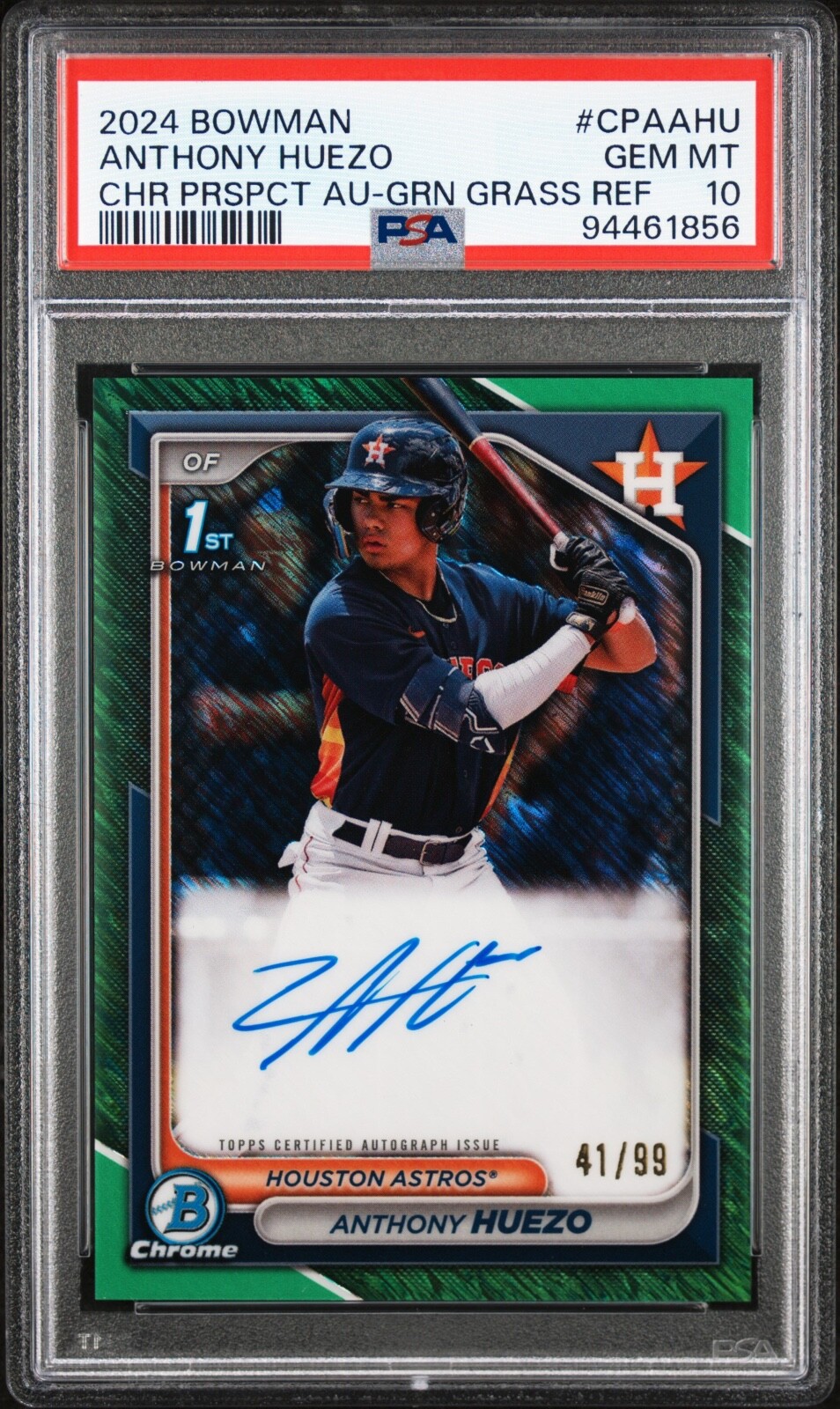 2024 Bowman Chrome Anthony Huezo 1st Auto #CPA-AHU Green Grass Refractor #41/99