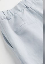 NWT H M Light grey-blue HIGH WAISTED tailored ankle tapered trousers SZ 8/M