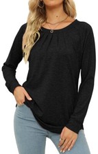 Fall Tops for Women Long Sleeve Shirts Crew Neck Loose Casual Tunic Side Spli...