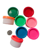 Vintage 8 Tiny Containers Multi-Colored Lids 2" x 1 1/4"