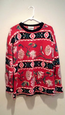 Vintage Clothing Floral Sweater - Internationale Express - Extra Large XL - Red