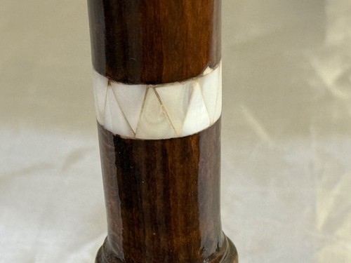 Handmade Wooden End Table Carving Wood Table Home Decor Mother of Pearl Inlay - Picture 15 of 24