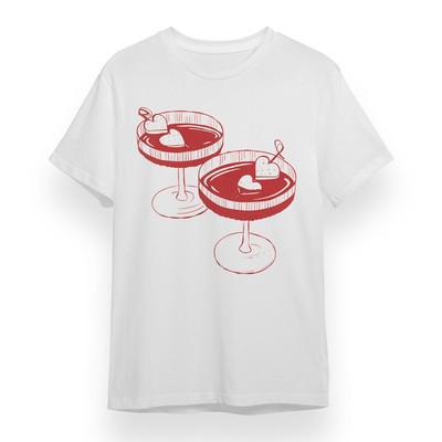 Women's T-shirt With Double Cup Love Graphic Unisex White 100% Cotton Tee Summer
