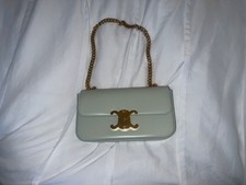 chain shoulder bag triomphe in shiny calfskin jade