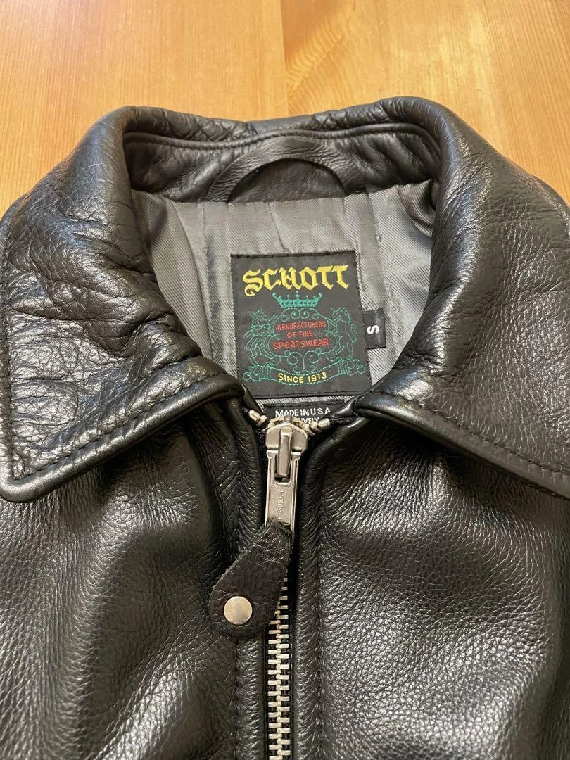 supreme schott collaboration leather work jacket black size S mint