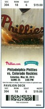 2015 Phillies vs Rockies Ticket: Nolan Arenado, Michael McKenry & Ben Paulsen HR
