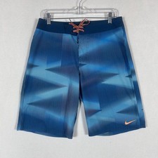 Nike Vapor Mens Swim Board Shorts Trunks Size 30 Blue Stripe Pool Pocket Stretch