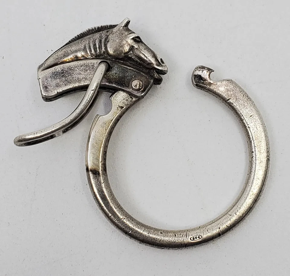 Antique British English Made  Equestrian Sterling Silver Horse's Head Keyring - image 3 of 4