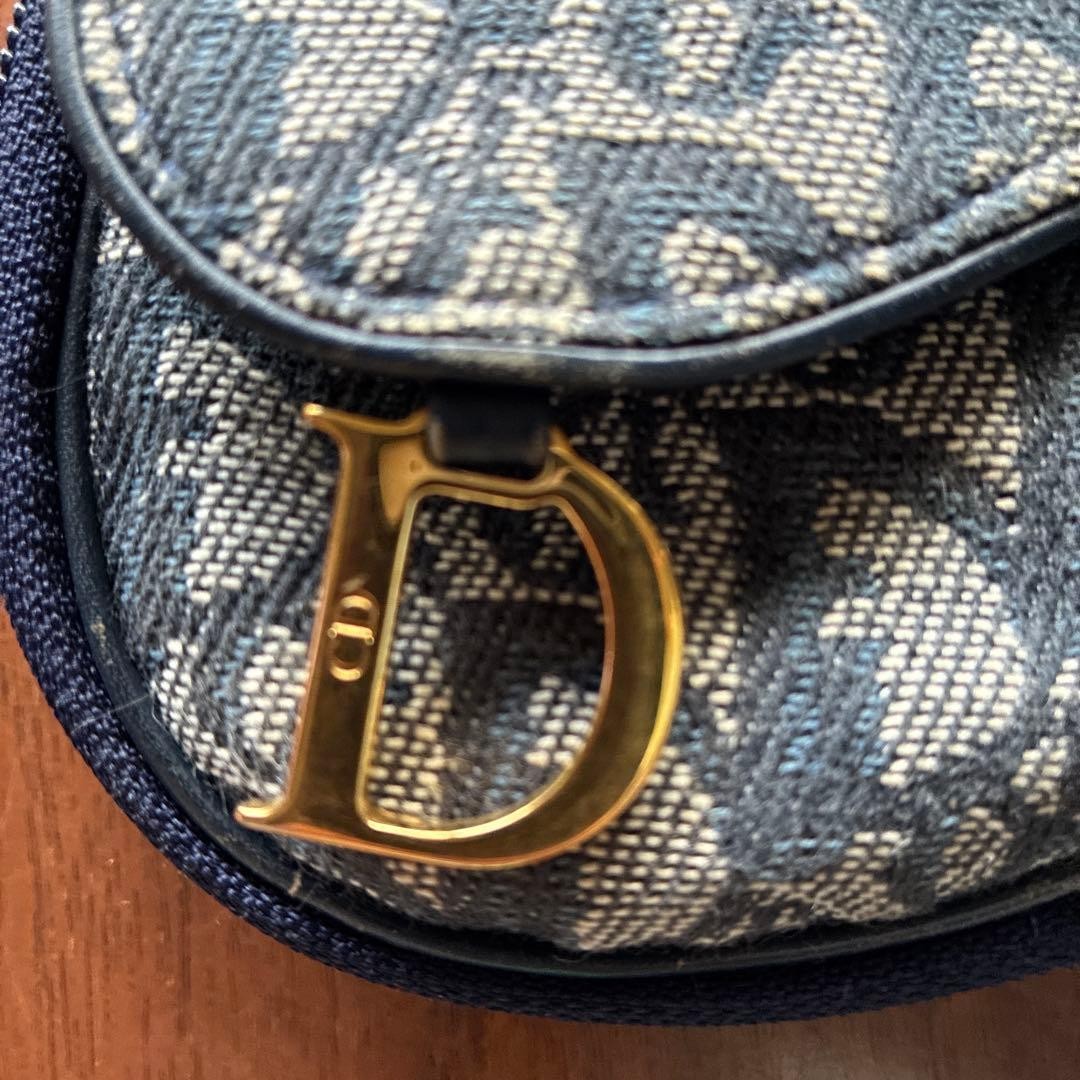 Christian Dior Saddle Pouch Jacquard Canvas Navy Blue Beige Trotter Authentic thumbnail 8
