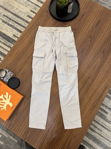 EUC James Perse Men’s Cream Drawstring Cargo Pants Size 0 Small White Cotton