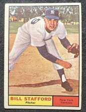 1961 TOPPS BILL STAFFORD (NEW YORK YANKEES) #213 VG/EX OC LITE WAX ON BACK
