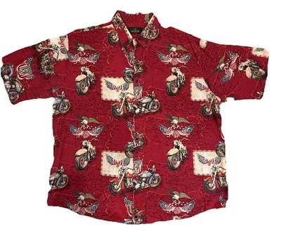 Vintage RedHead Motorcycle Eagle Button Up Shirt Mens 2XL Biker