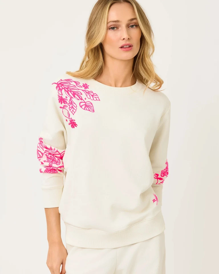 Lilly Pulitzer combo:Silvie 30"embroidered pants set+Ballad cotton sweatshirt - Image 2 of 4