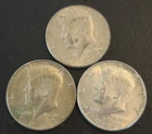 Lot of 3 Kennedy Half Dollars 1965, 1967, 1968d • 40% Silver • Circulated