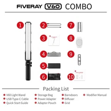 ZHIYUN FIVERAY V60 Combo 60W LED Handheld Stick Video Light Photography Light