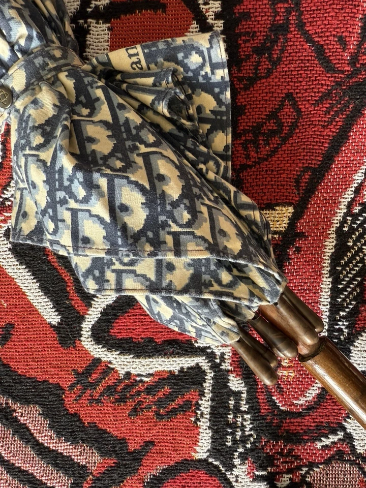 Vintage Christian Dior Monogram Umbrella Logo Wooden Handle - Image 2 of 4