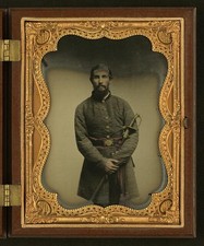 Unidentified soldier Confederate uniform Boyle Gamble 1850 foot officers sword