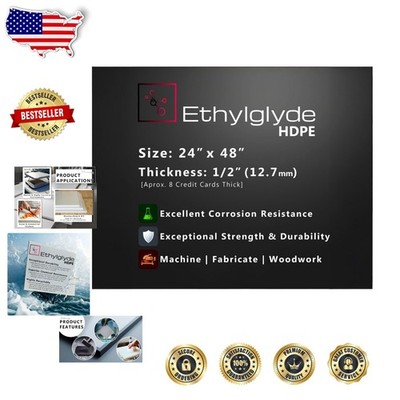 Black HDPE Sheet 1/2'' Thick Starboard Cutting Board DIY Material 24x48''