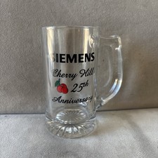 Vintage Siemens Cherry Hill 25th Anniversary Glass Beer Stein Mug Rare