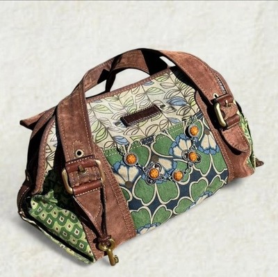 FOSSIL Canvas Weekender DUFFLE BAG Key-Per Tote Travel Boho EUC!!
