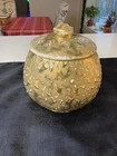 Vintage McCoy pottery weeping gold jar with lid 24k Gold Detailing