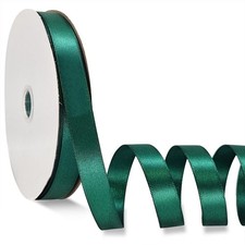 Dark Green Satin Ribbon Double Faced Satin 1/2 inch x 55 Yards Polyester Ribb...