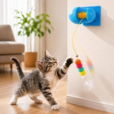 Electric Cat Toy, Automatic Wall Mounted Interactive Teaser for Indoor Cats, Han