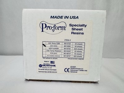 Keystone Dental Pro-Form 0.5mm) 9613680 Specialty Sheet Resins 50/pk Clear