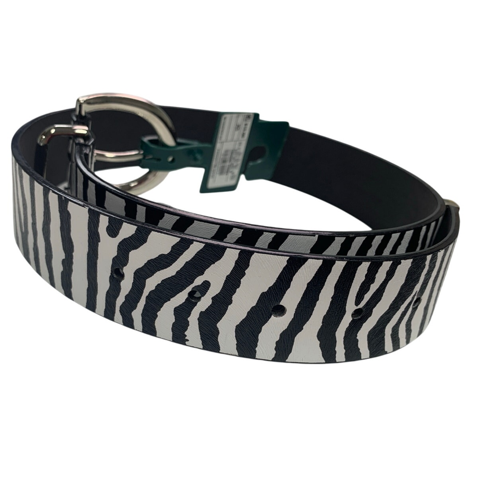 New Wild Fable Womens Small Zebra Stripe Faux Leather Silver Buckle Fashion Belt