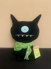 Ugly Doll 13" Black Ugly Dog Green Scarf Plush 2004 Rare  With Tags