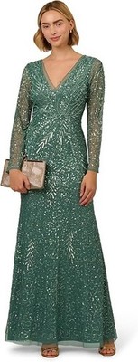 Adrianna Papell Womens Long Sleeve Bead Long Dress Green slate, 2, $349 | eBay Adrianna Papell Womens Long Sleeve Bead Long Dress Green slate, 2, $349 | eBay
