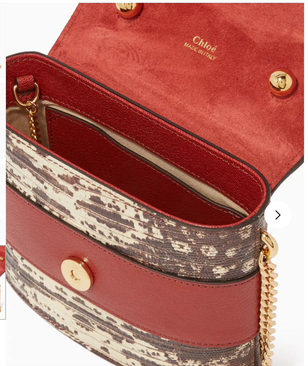 Chloé Aby Lock Small Bag Lizard-Embossed Sepia Brown 27S NWT New