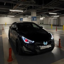 Pair Vland Led Headlights Assembly With Demon Eyes For Elantra 2011-2016 Sedan