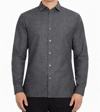 Ted Baker Men's L Gray Herringbone Button-Up Dress Shirt New n1349