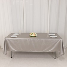 60" x 102" SILVER Scuba Polyester Rectangular TABLECLOTH Party Events